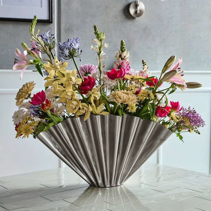 House Doctor - Flood Vase, H 30 cm, gebürstetes silber-finish