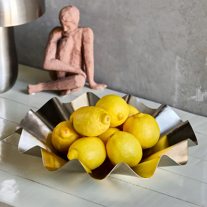 House Doctor - Flood Schale, Ø 35 x H 8 cm, gebürstetes silber-finish