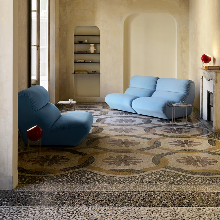 &Tradition - Hi Lo AV54 Einzelmodul, Sessel und 2-Sitzer Sofa, blau (Stoff Kvadrat Gentle 0733)