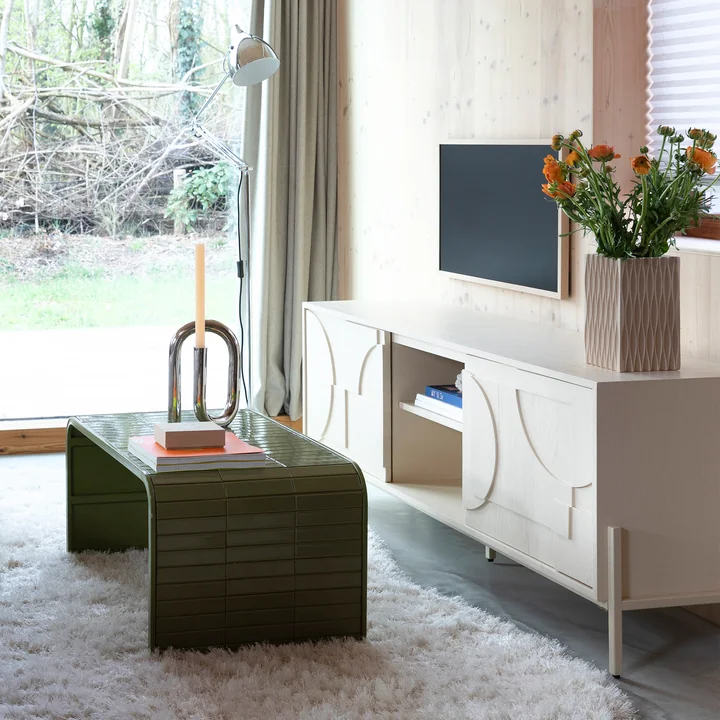 Zuiver - Tiles Couchtisch, grün und faces Sideboard, beige