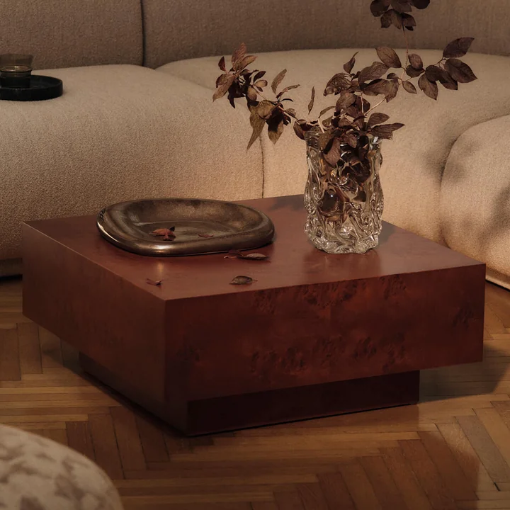 Ferm Living - Burl Coffee Table, mit Schublade, 70x 70 cm, dunkel gebeizt