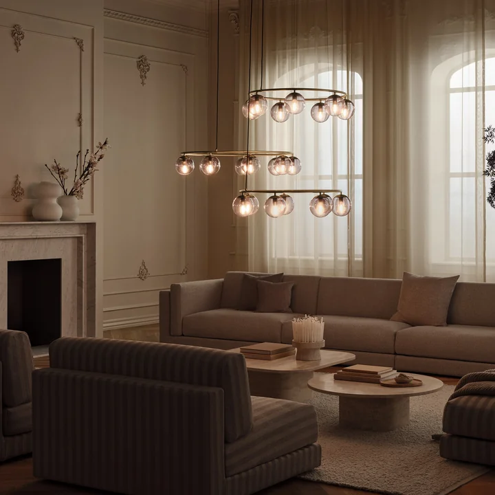 Bolia - Orb Kronleuchter Ø 85 cm, Messing antik matt / rauchgrau