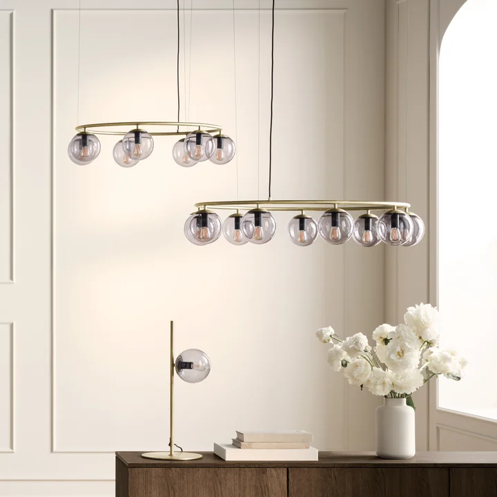 Bolia - Orb Kronleuchter, Messing antik matt / rauchgrau