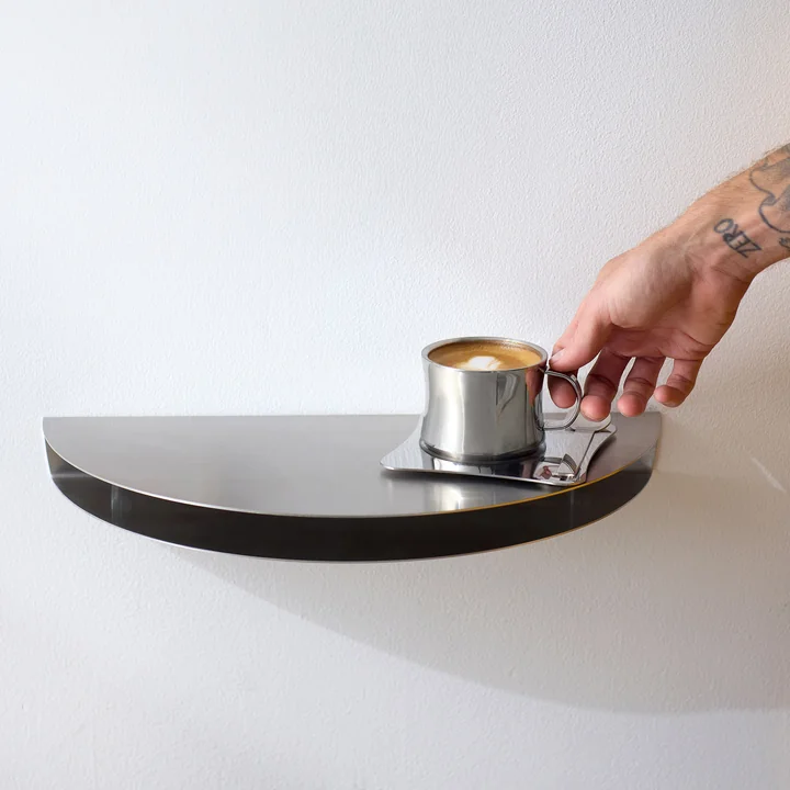 Moebe - Half Moon Wandregal, 20 x 40 cm, Edelstahl