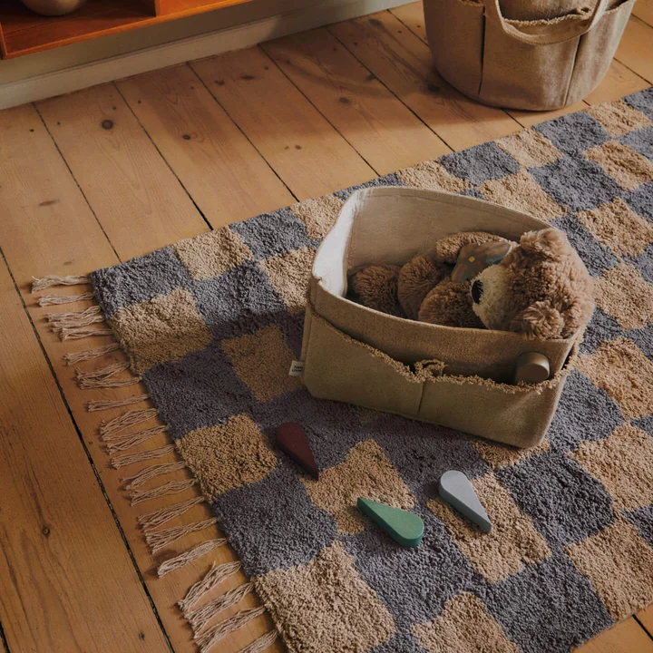 Ferm Living - Mara Kinderteppich, 150 x 80 cm, mist blue / warm sand