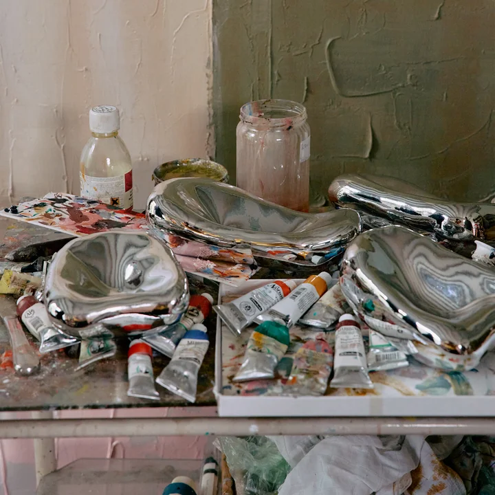 HKliving - Glas-Skulptur, Chrom (4er-Set)