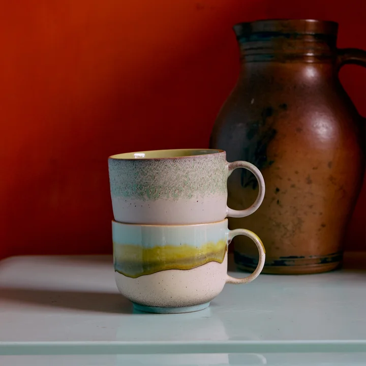 HKliving - 70's Teetasse, 425 ml, neo (2er-Set)