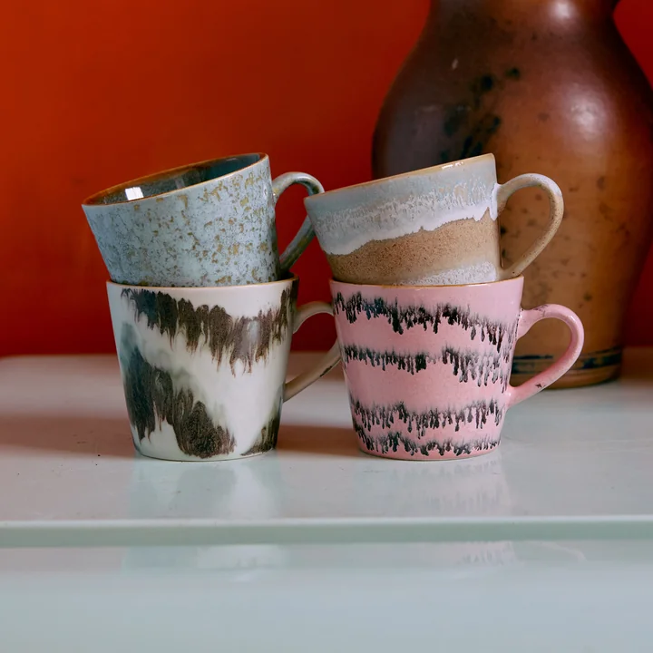 HKliving - 70's Cappuccino Tassen, 300 ml