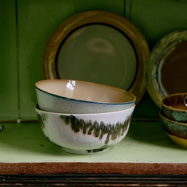 HKliving - 70's Ramen Schale, Ø 19 cm, minimalism (2er-Set)