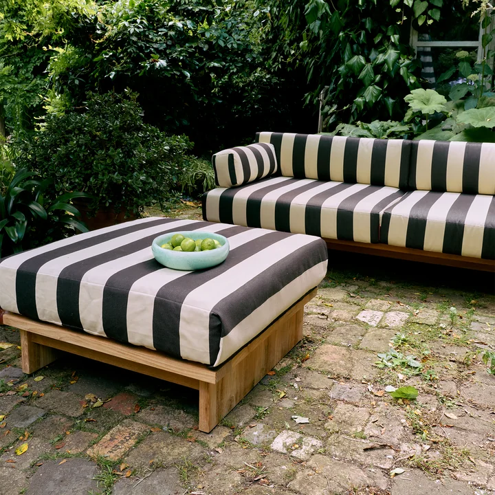 HKliving - Outdoor Hocker, Teak / stracciatella