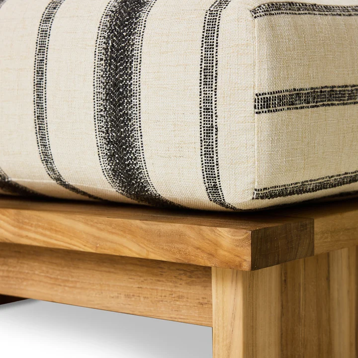 HKliving - Outdoor Hocker, Teak / chalkstripe