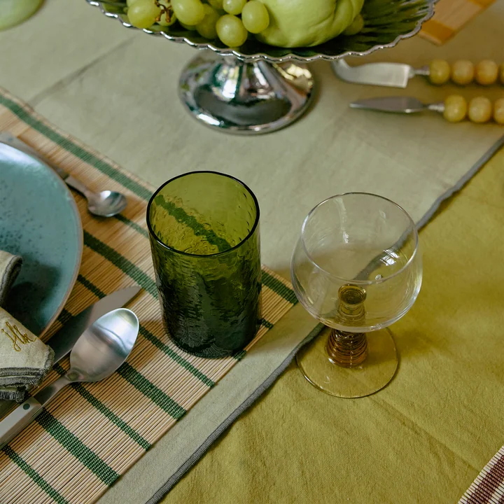 HKliving - Tube Trinkglas, H 12 cm / 400 ml, olive