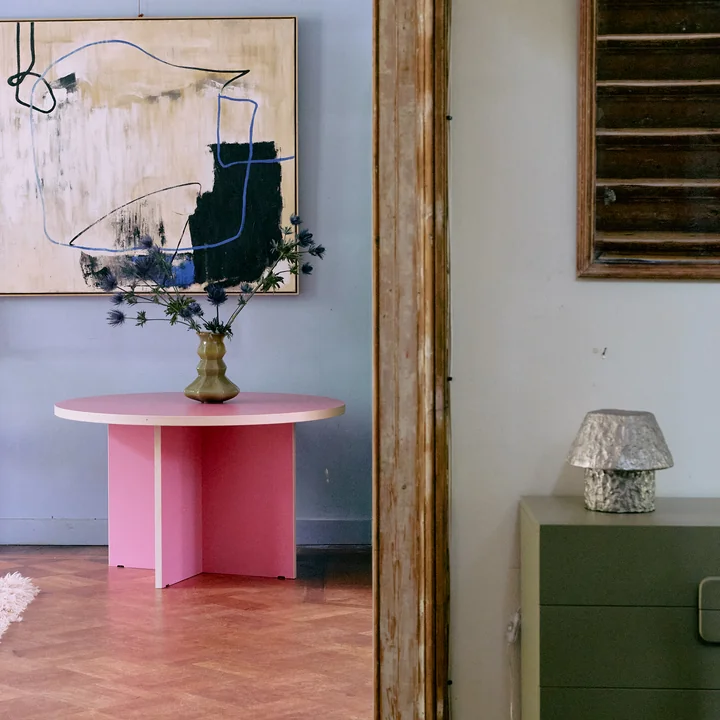 HKliving - Esstisch, Ø 130 cm, raspberry