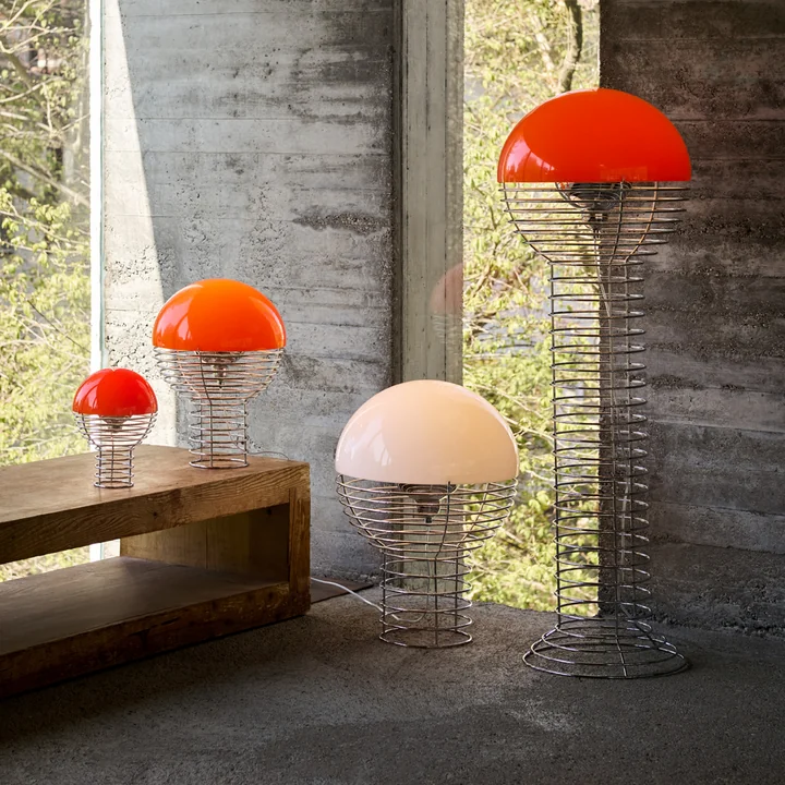 Verpan - Wire LED Leuchten, Chrom / weiß, orange und rot