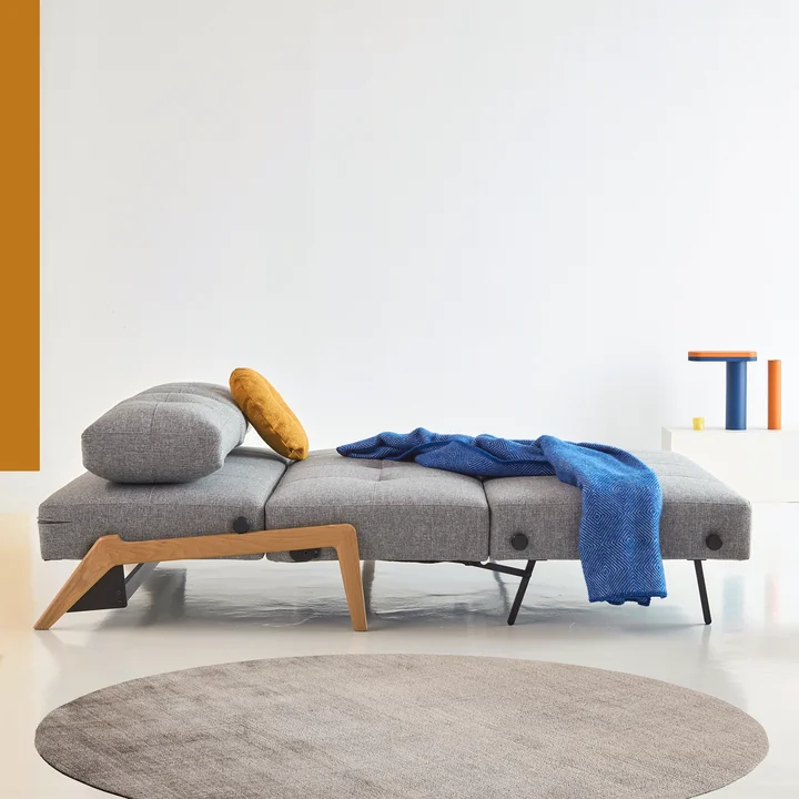 Innovation Living - Cubed 140 Schlafsofa, 148 x 98 cm, Eiche / hellgrau (565 Twist Granite)