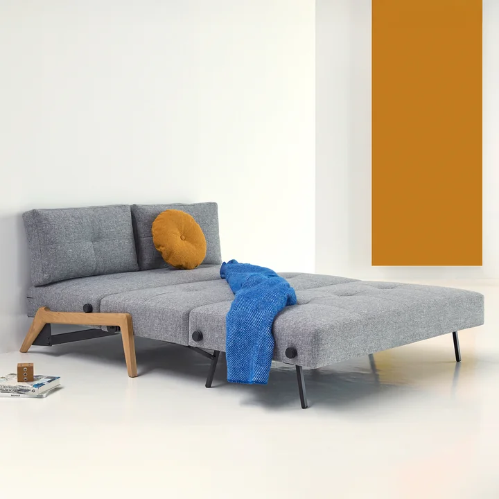 Innovation Living - Cubed 140 Schlafsofa, 148 x 98 cm, Eiche / hellgrau (565 Twist Granite)