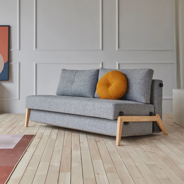 Innovation Living - Cubed 160 Schlafsofa, 168 x 98 cm, Eiche / hellgrau (565 Twist Granite)