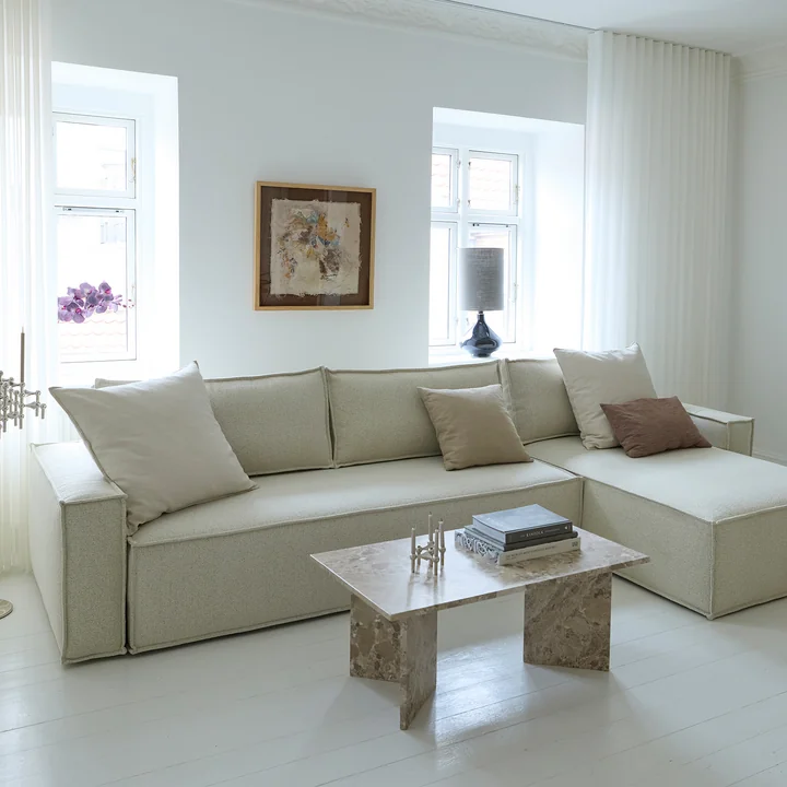 Innovation Living - Newilla Schlafsofa mit Lounger, 346 x 190 cm, elfenbein (595 Corduroy)