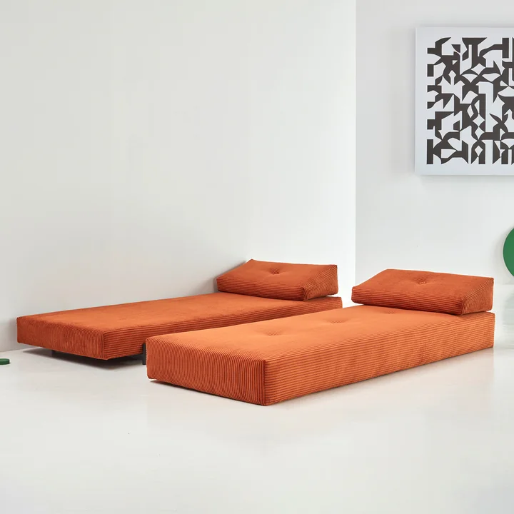 Innovation Living - Sigmund Indu Schlafsofa, 200 x 84 cm, burnt orange (595 Corduroy)