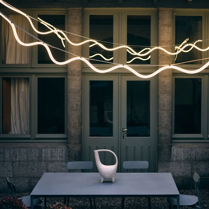 Petite Friture - Spline LED Pendelleuchte, 450 cm, beige / blau