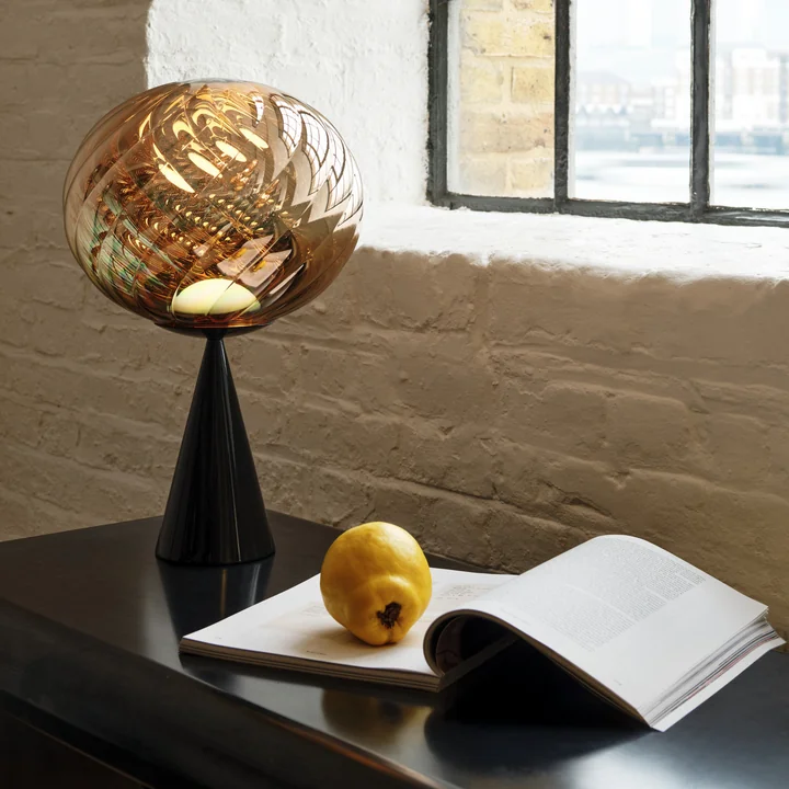 Tom Dixon - Whirl Cone Fat LED Tischleuchte, gold / schwarz