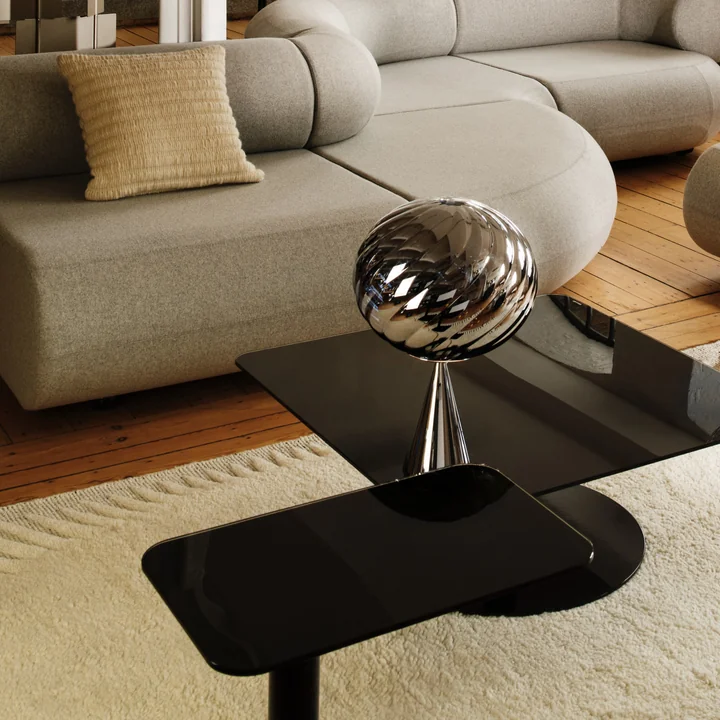 Tom Dixon - Whirl Cone Fat LED Tischleuchte, silber / silber