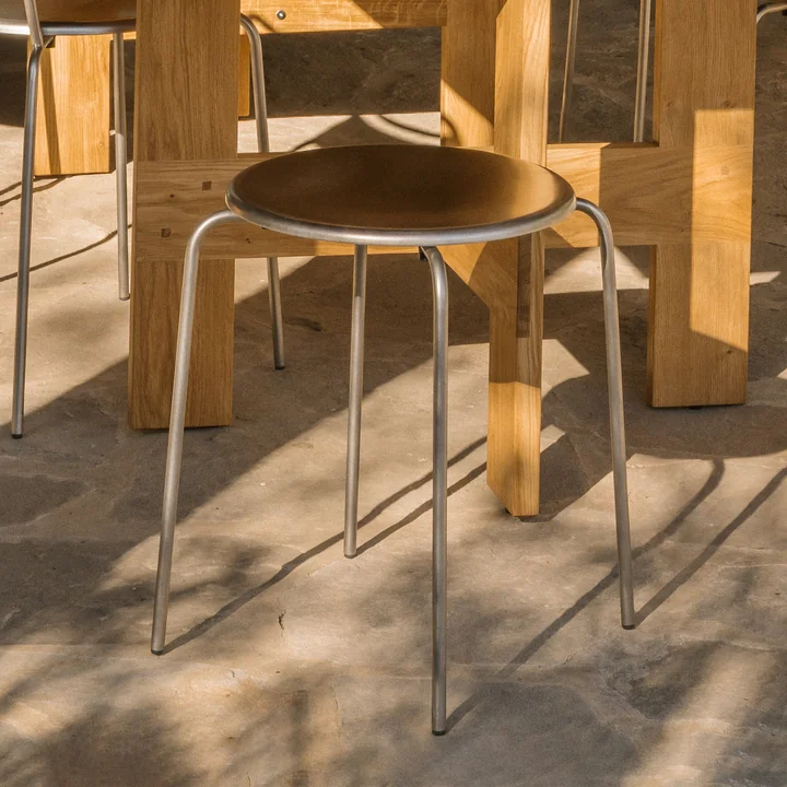 Frama - Petit Rond Hocker, Edelstahl gebürstet