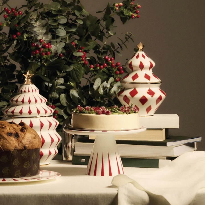 Alessi - Delight Kuchenständer, weiß / rot / gold