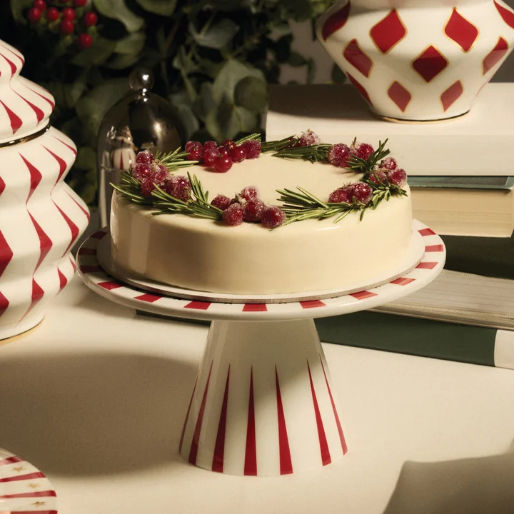 Alessi - Delight Kuchenständer, weiß / rot / gold