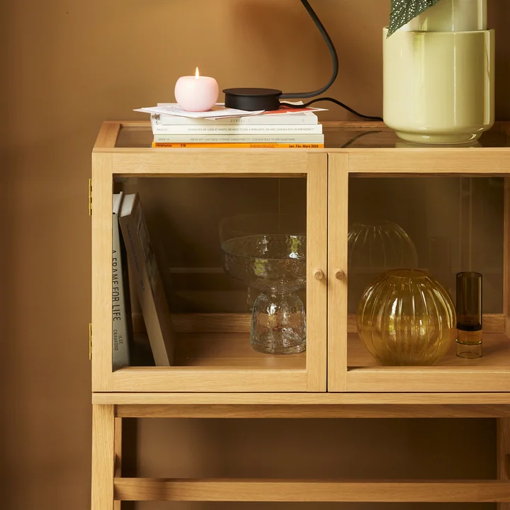 Hübsch Interior - Poetic Display Schrank, H 88 cm, Glas / Eiche natur