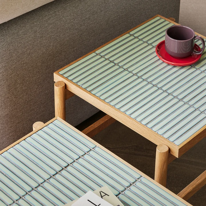 Hübsch Interior - Tile Beistelltisch, Eiche / mint