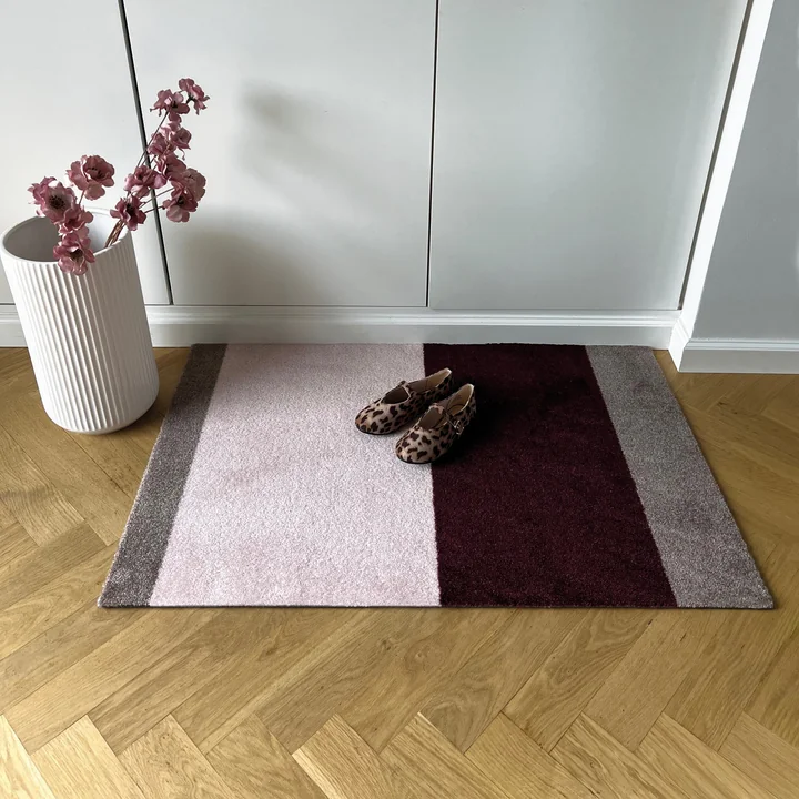 tica copenhagen - Stripes Horizontal Läufer, 60 x 90 cm, bordeaux / rose / sand