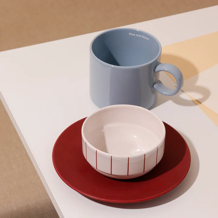 Design Letters - Nordic Jumbo Porzellan Becher, Rise and Shine / blau