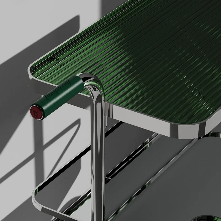 Thonet - S 179 Tanqueray Servierwagen, Chrom / londongrün