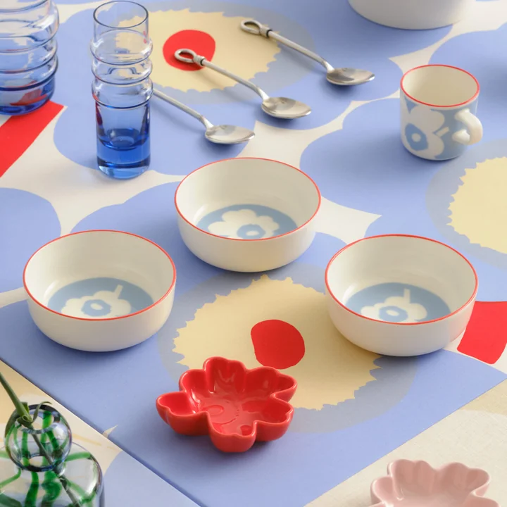 Marimekko - Oiva Unikko Schale, 400 ml, weiß / hellblau / orange