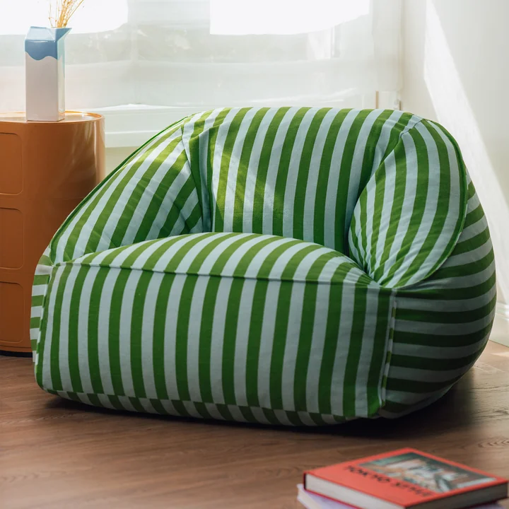 Nobodinoz - Ziggy Armchair Sitzsack (für Erwachsene), green blue stripes