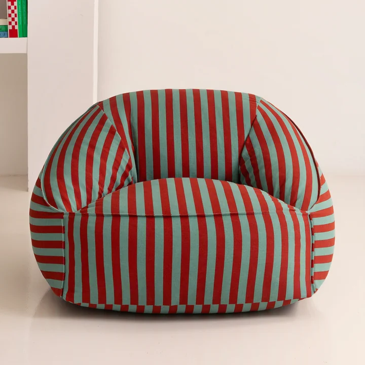 Nobodinoz - Ziggy Armchair Sitzsack (für Erwachsene), red teal green stripes