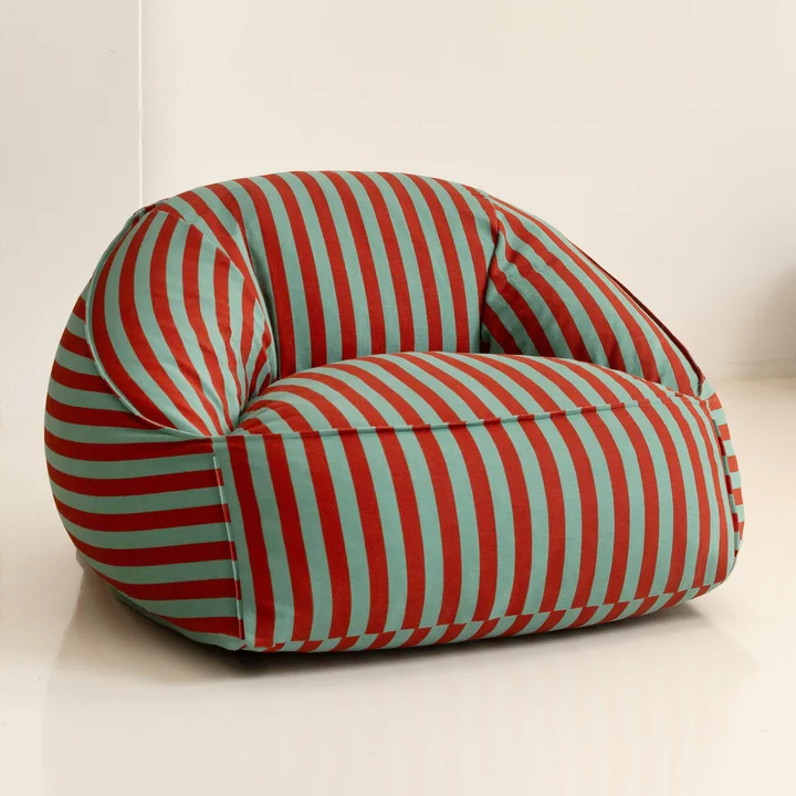 Nobodinoz - Ziggy Armchair Sitzsack (für Erwachsene), red teal green stripes