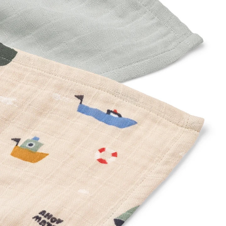 LIEWOOD - Lewis Musselintücher, aus Bio-Baumwolle, Sailing, dove blue mix (2er-Set)