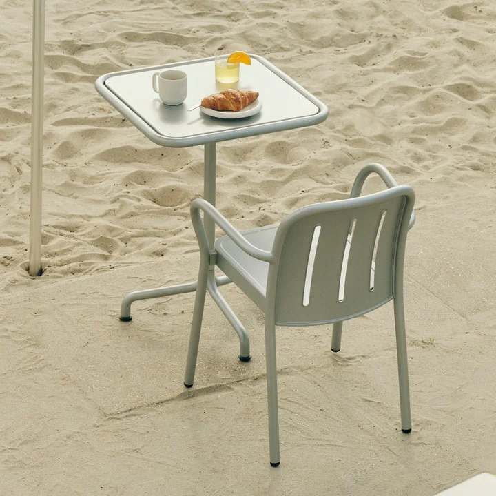 HAY - Deville Armlehnstuhl und Tisch, Outdoor, silver grey