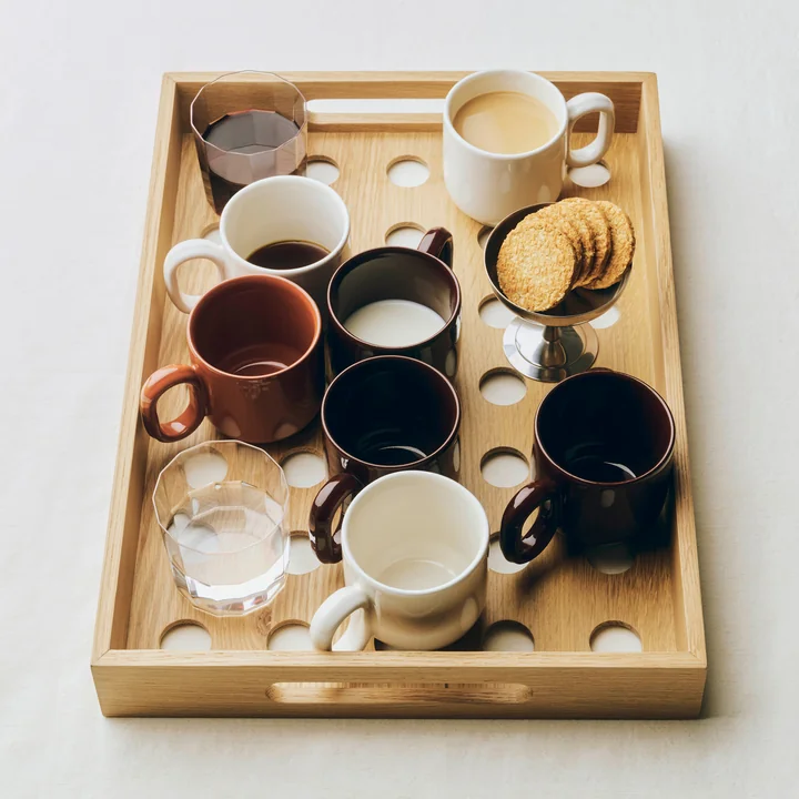 HAY - Barro Becher mit Henkel, burgundy und off-white