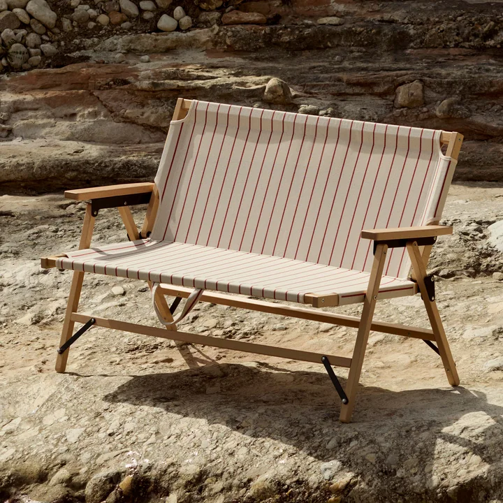 HAY - Outdoor Market Klappsofa, beige mit roten Streifen