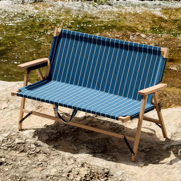 HAY - Outdoor Market Klappsofa, blau mit beigen Streifen