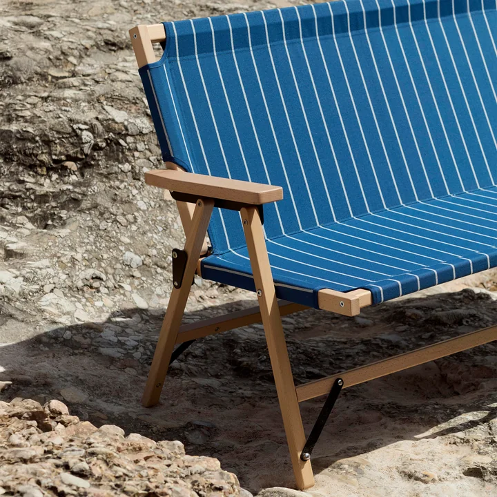 HAY - Outdoor Market Klappsofa, blau mit beigen Streifen