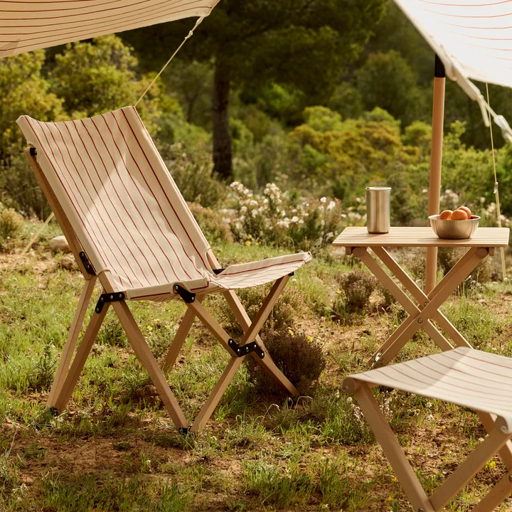 HAY - Outdoor Market Klappstuhl, beige mit roten Streifen