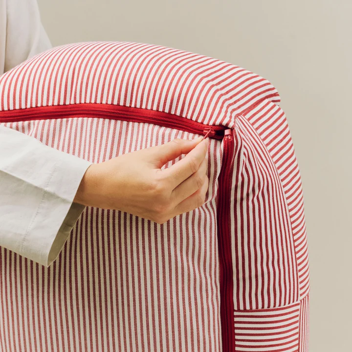 HAY - Hundebett, Zip, XS, rot / weiße Streifen