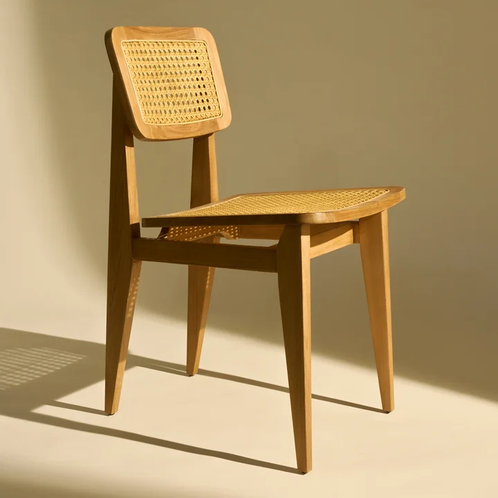 Gubi - C-Chair Outdoor Stuhl, Teak / French Cane