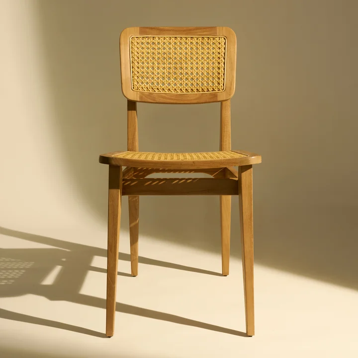 Gubi - C-Chair Outdoor Stuhl, Teak / French Cane
