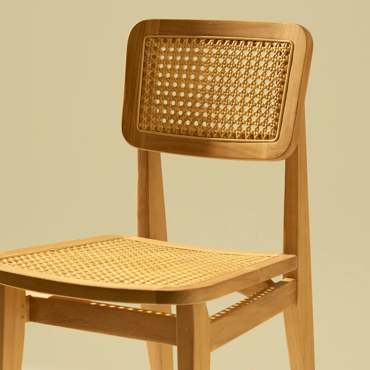Gubi - C-Chair Outdoor Stuhl, Teak / French Cane