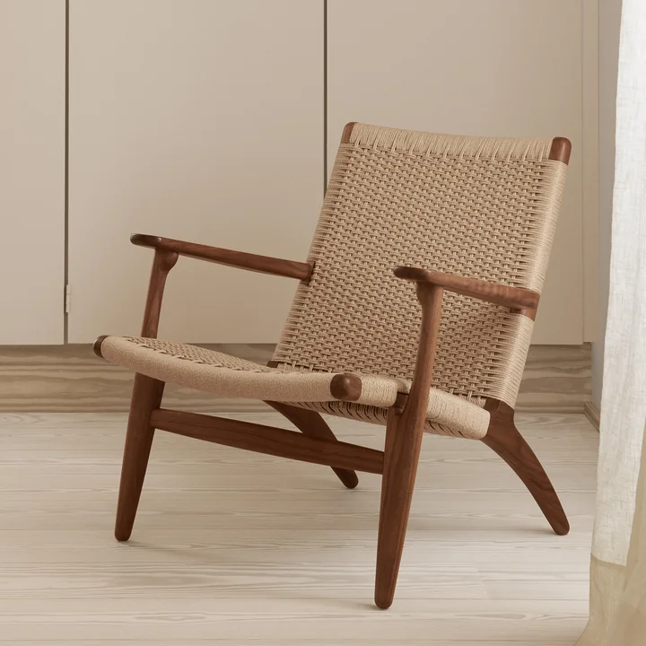 Carl Hansen - CH25 Sessel, Walnuss geölt / Naturgeflecht